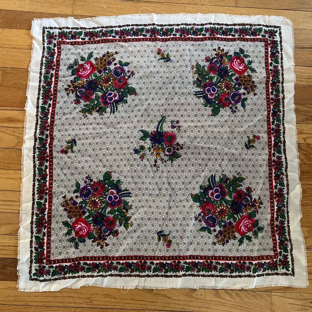 Vintage Challis by Berkshire Floral Scarf Wool Acrylic